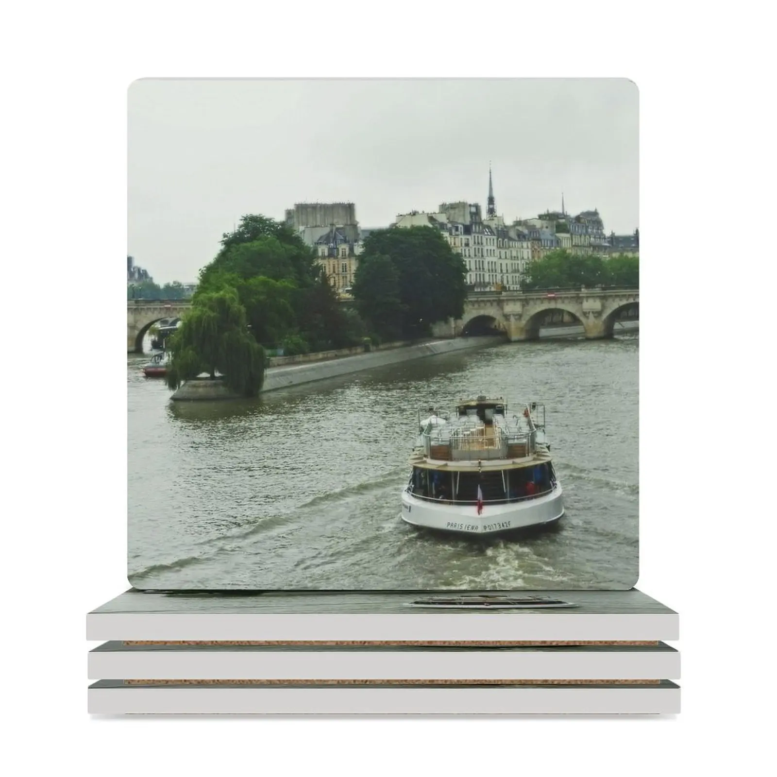 

PARIS FRANCE SEINE RIVER Ceramic Coasters (Square) animal Cup mat cute kitchen supplies Coasters