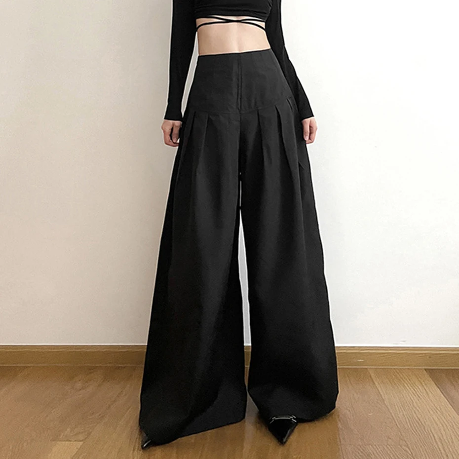 

Cyber Y2K Streetwear Wide Leg Women Pants Gothic Techwear High Waist Fashion Trousers Baggy Grunge Solid Fall Bottoms