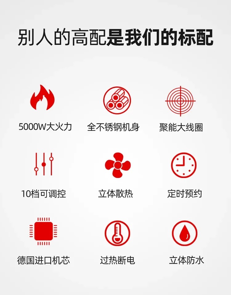 Description Picture 3 of itemEoctoe 5000w Induction Cooker Commercial Induction Kitchen Panel Cooking Household Induction Cooktop Single Cooker Electric Hob