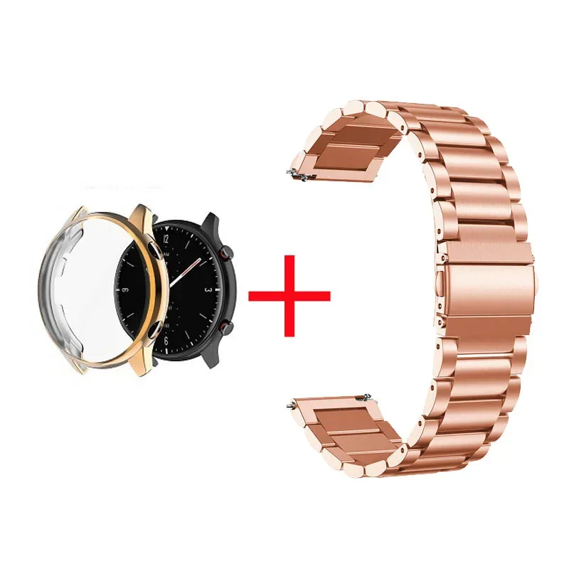 Sleek 2-in-1 Stainless Steel Watch Band with Protective Cover