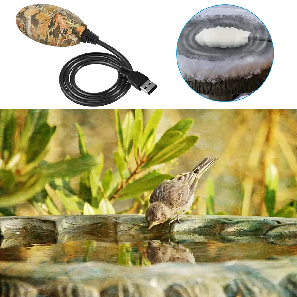 15W Portable Electric Bird Bath Heater Efficient Ice Melting Outdoors Pond De-icer For Pet Birds