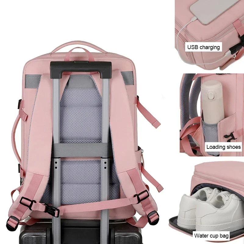 USB Mommy Diaper Bags Laptop Bag Large Capacity Baby Care Mummy Backpack Multi-Function Waterproof Outdoor Bag with Shoe Storage