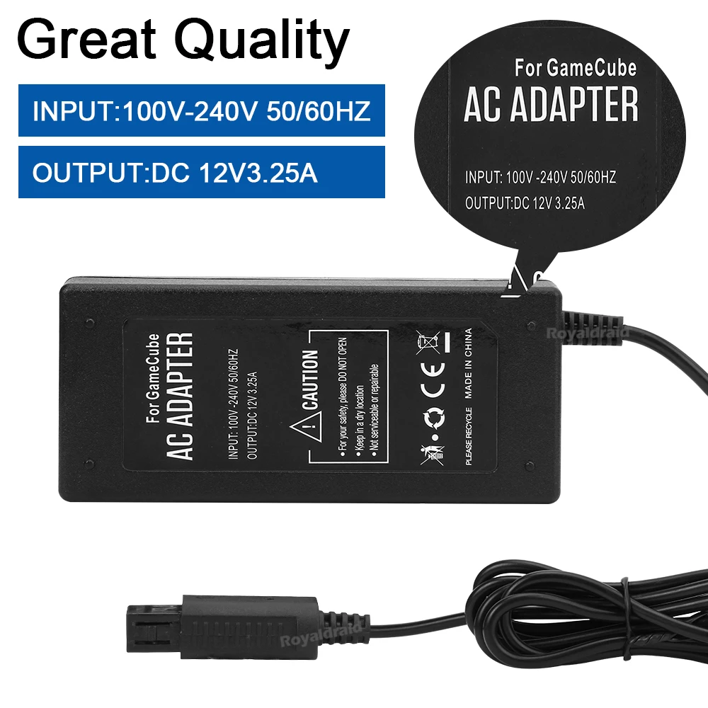 EU/US/UK/AU Plug AC Adapter Power Supply for GameCube Video Game Console Charger for NGC AC/DC Adapter 100-240V