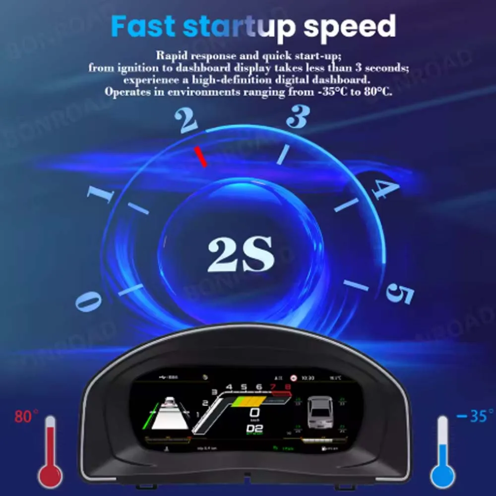 BONROAD Panel de Instrumentos Digital de 12.3'' para Volkswagen Caddy 2022-2025, Pantalla LCD, Velocímetro Virtual, Panel de Instrumentos con CarPlay 6