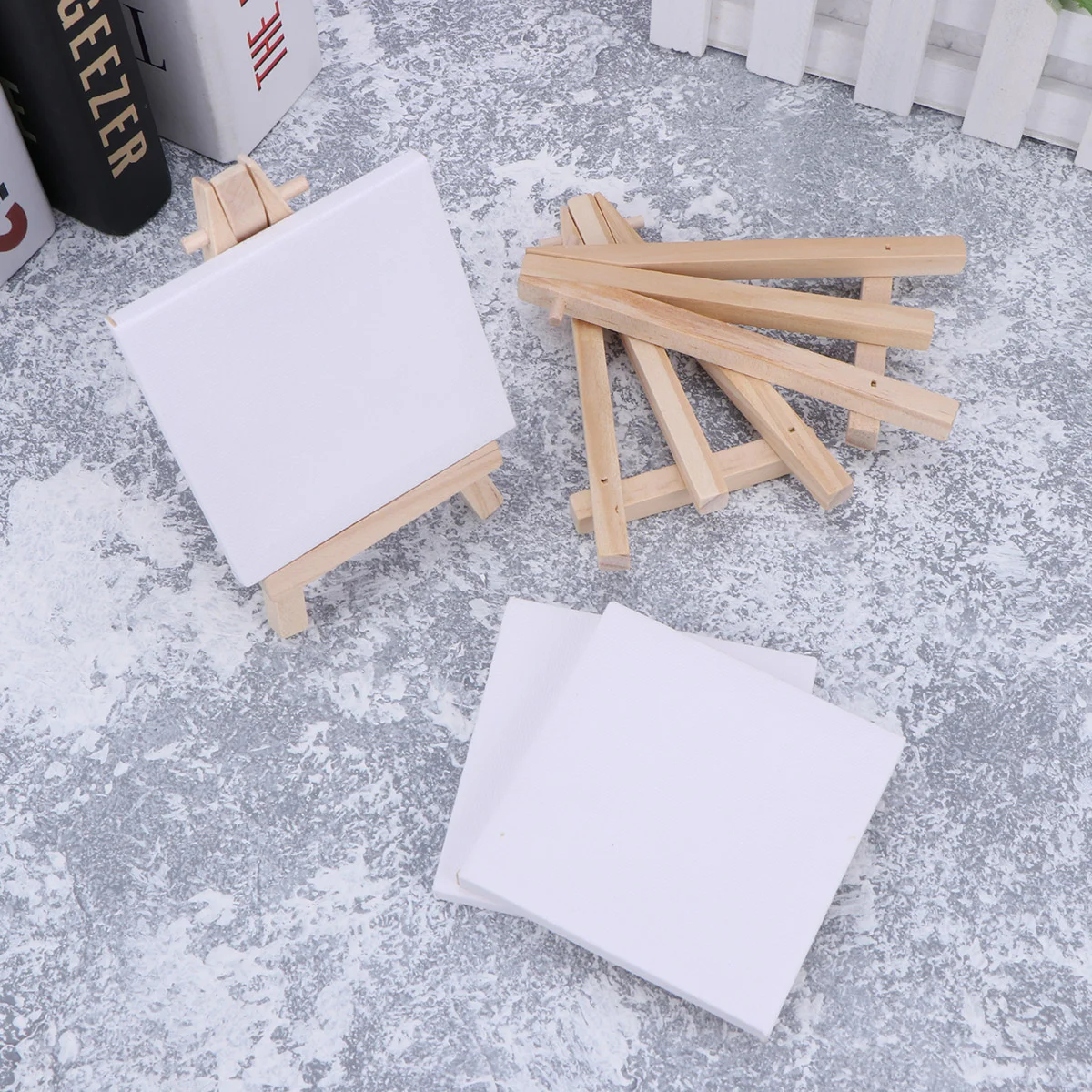 

Mini Canvas Panel Wooden Easel Sketchpad Settings For Painting Craft Drawing Decoration Gift And Kids' Learning Education