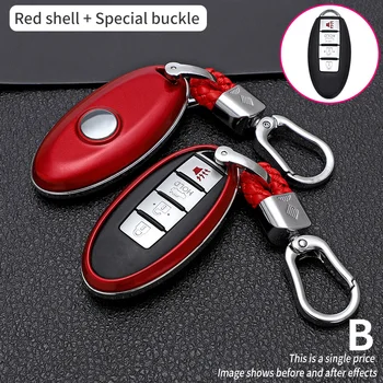 Cover Telecomando/chiave per Nissan Qashqai J11 J10 Tiida XTrail T31 T32 Juke Altima Pathfinder calci per Infin 5 Cover Telecomando/chiave per Nissan Qashqai J11 J10 Tiida XTrail T31 T32 Juke Altima Pathfinder calci per Infin - Custodia per chiave auto in ABS in fibra di carbonio per Nissan Qashqai J11 J10