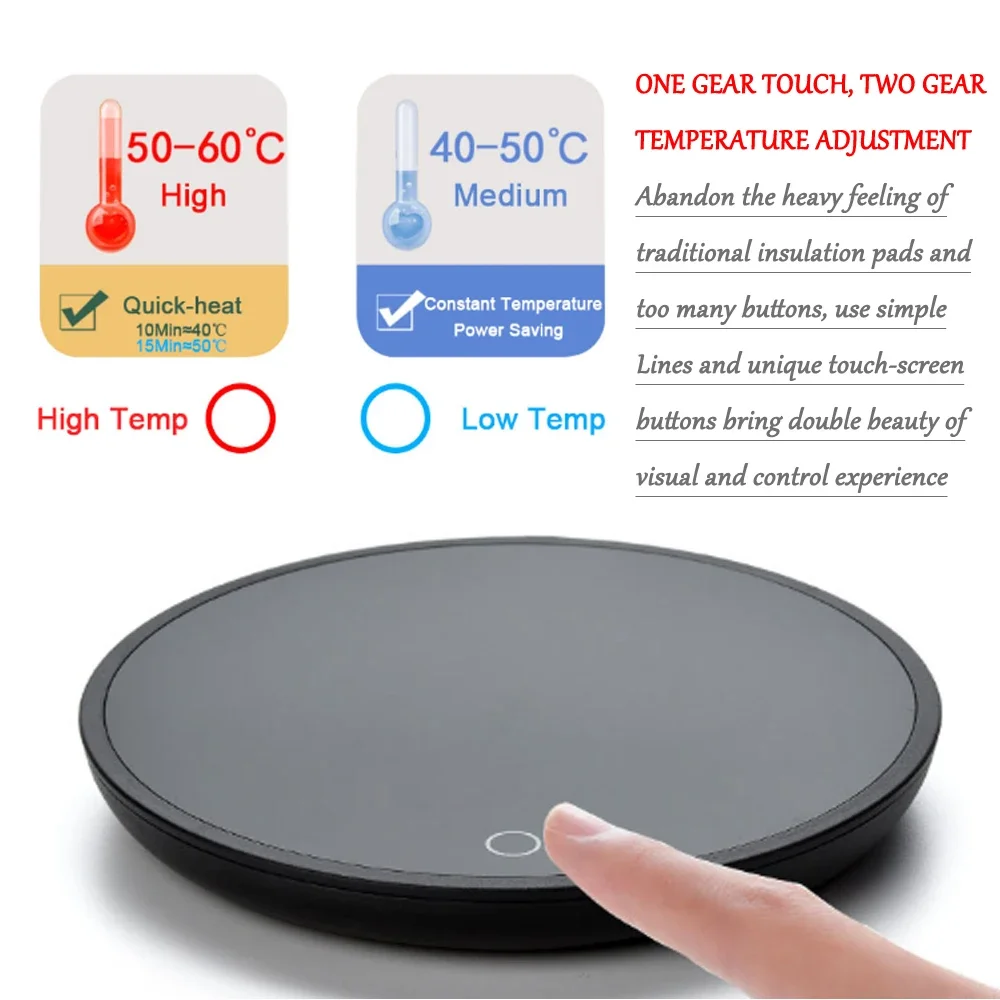 Electric Touch Pad Coffee Mug Cup Warmer 220V 15W Temperature Adjustable Water Milk Tea Heater 6