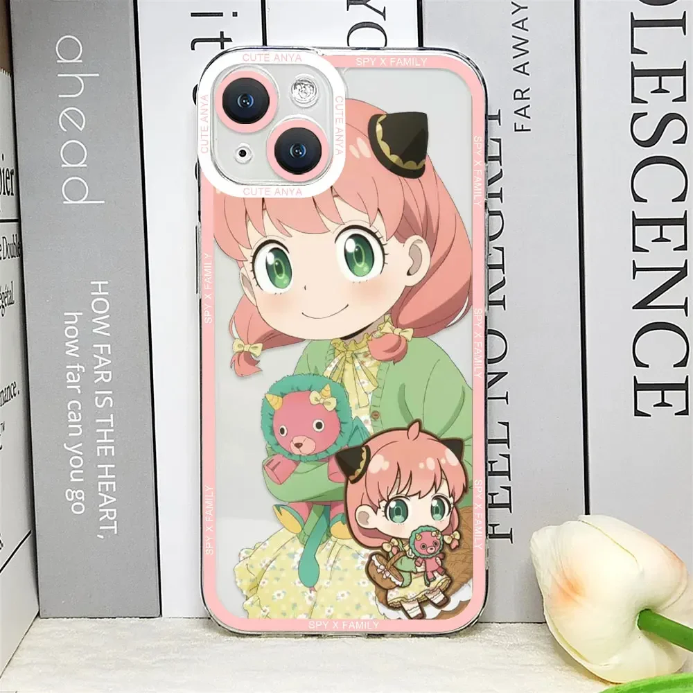 thumbnail image 1 of Funda de teléfono Kawaii Anime SPY×FAMILY Anya Forger para IPhone 14 15 11 12 13 Pro Max Mini XS XR SE2 8 7 Plus Fundas suaves transparentes, 1 of 5