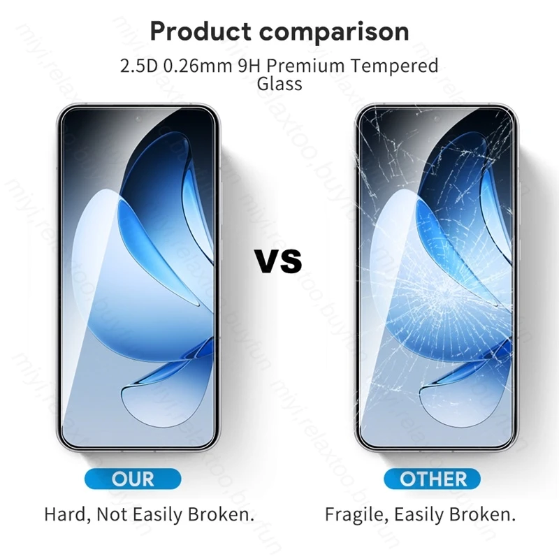5-Piece HD Crystal Tempered Glass Screen Protector Set for Smartphones - Case Friendly and Durable 9H Hardness