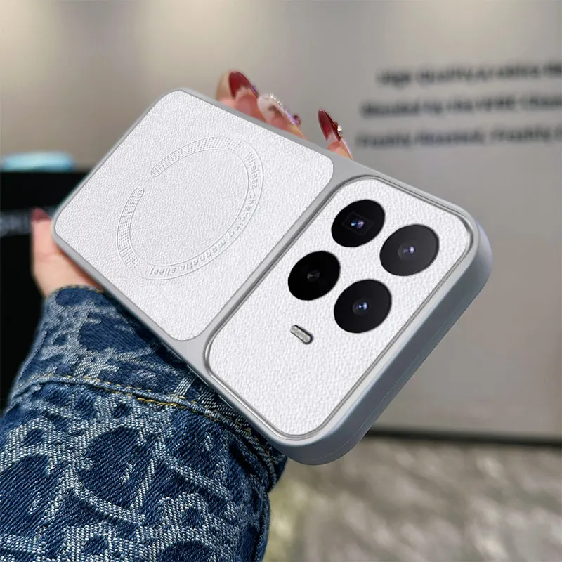 Luxury Leather Texture Magnetic Wireless Charging Shockproof Bumper Case