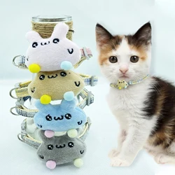 Cute knitting Cartoon Easter Bunny Bell Adjustable Cat Necklace Traction Safety Buckle Pet Collar Puppy Kitten Supplies