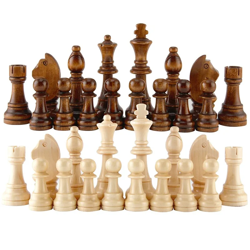 Wooden Chess Pieces 32pcs Complete Chessmen International Word Chess Set Piece Entertainment Accessories