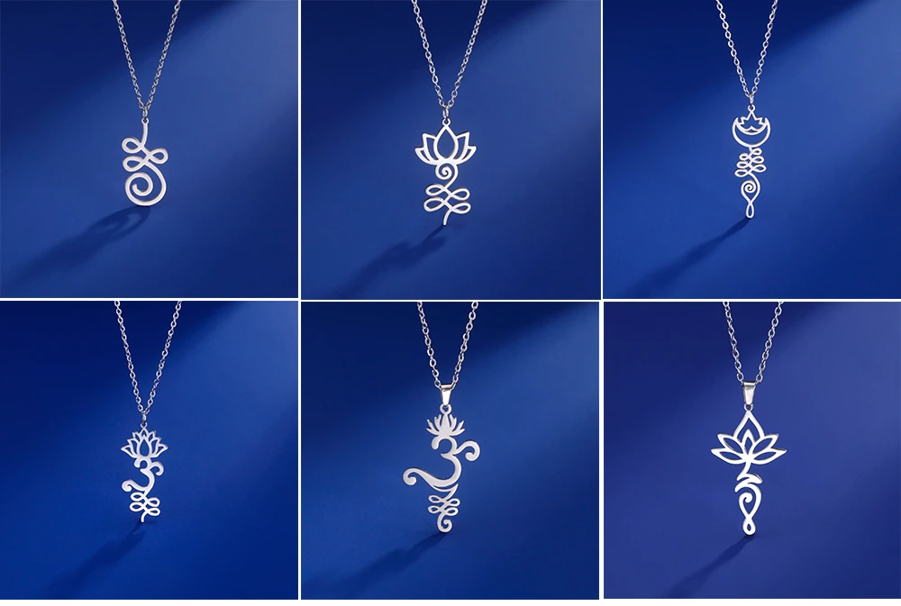 Unalome Lotus Blume Anhänger Halskette Edelstahl Gold Farbe Kette Halsketten Für Frauen Mädchen Trendy Buddhismus Amulett Schmuck – Detail 1