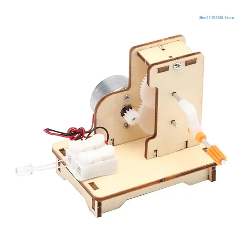 

DIY Wooden-Hand Cranked Generator Students Kids Physical Science Experiment Early Education Invention Materials C5AB