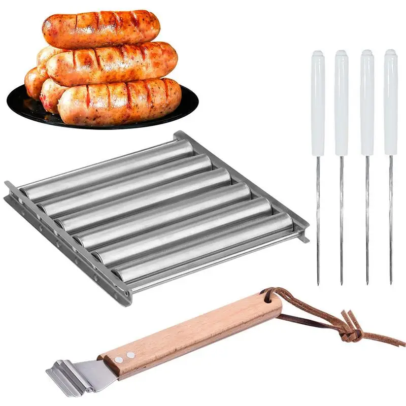 Hot Dog Roller Barbecue Salsiccia Grigliare Rack Roller Bbq Picnic Campeggio Bbq Hot Dog Grill Pan Cucina Di Casa Accessori Per Barbecue