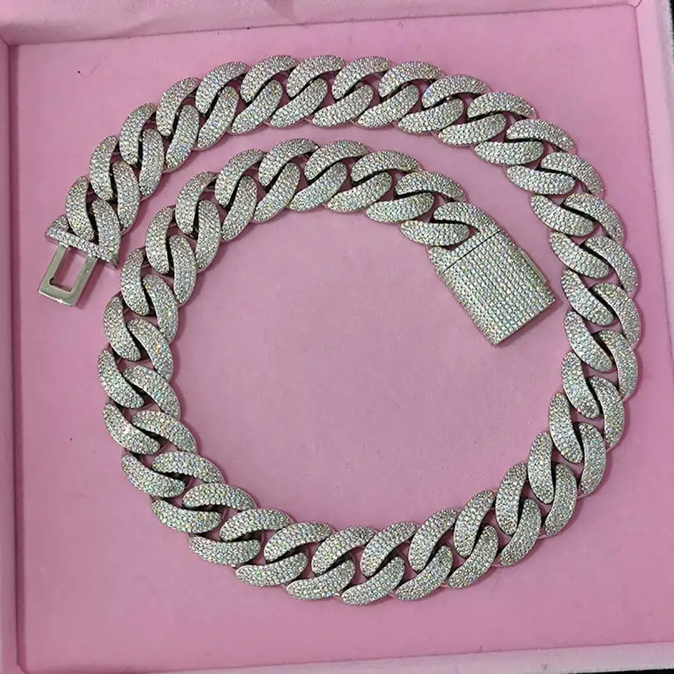 14K Oro Bianco Massiccio 2.7mm Miami Maglia Cubana Catenina Gancetto A Levetta - Foto 2