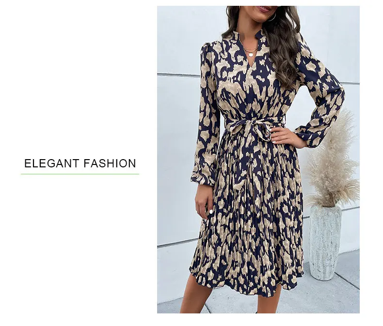 Sexy Leopard Printing V Neck A Line Dresses main image 1