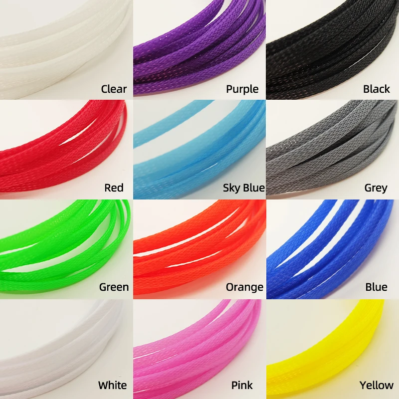 High-Density Insulated PET Braid Cable Sleeve – Black and Red