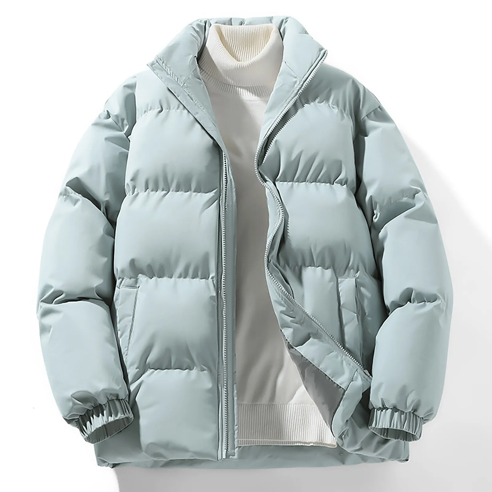 

Women's Autumn Winter Solid Color Standing Collar Windproof Sleeve Straight Hem Loose Version Of Warm Lohas Time Coat