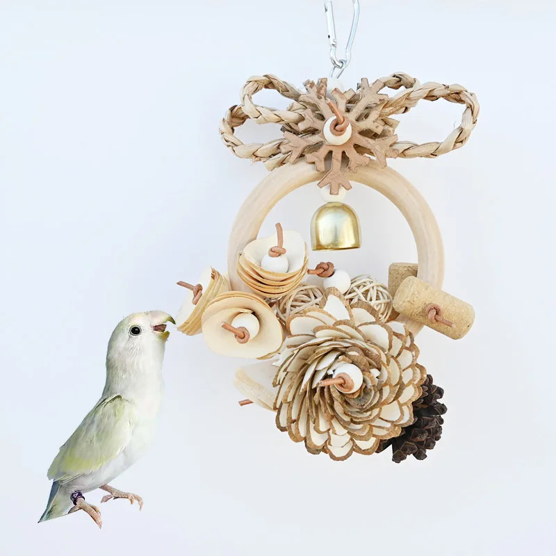 Parrot Bird Supplies Plant Straw Chewing Ring Natural Wood Chip Flower Pine Cone Grass Flower Chew Toy parrot toy bird toy