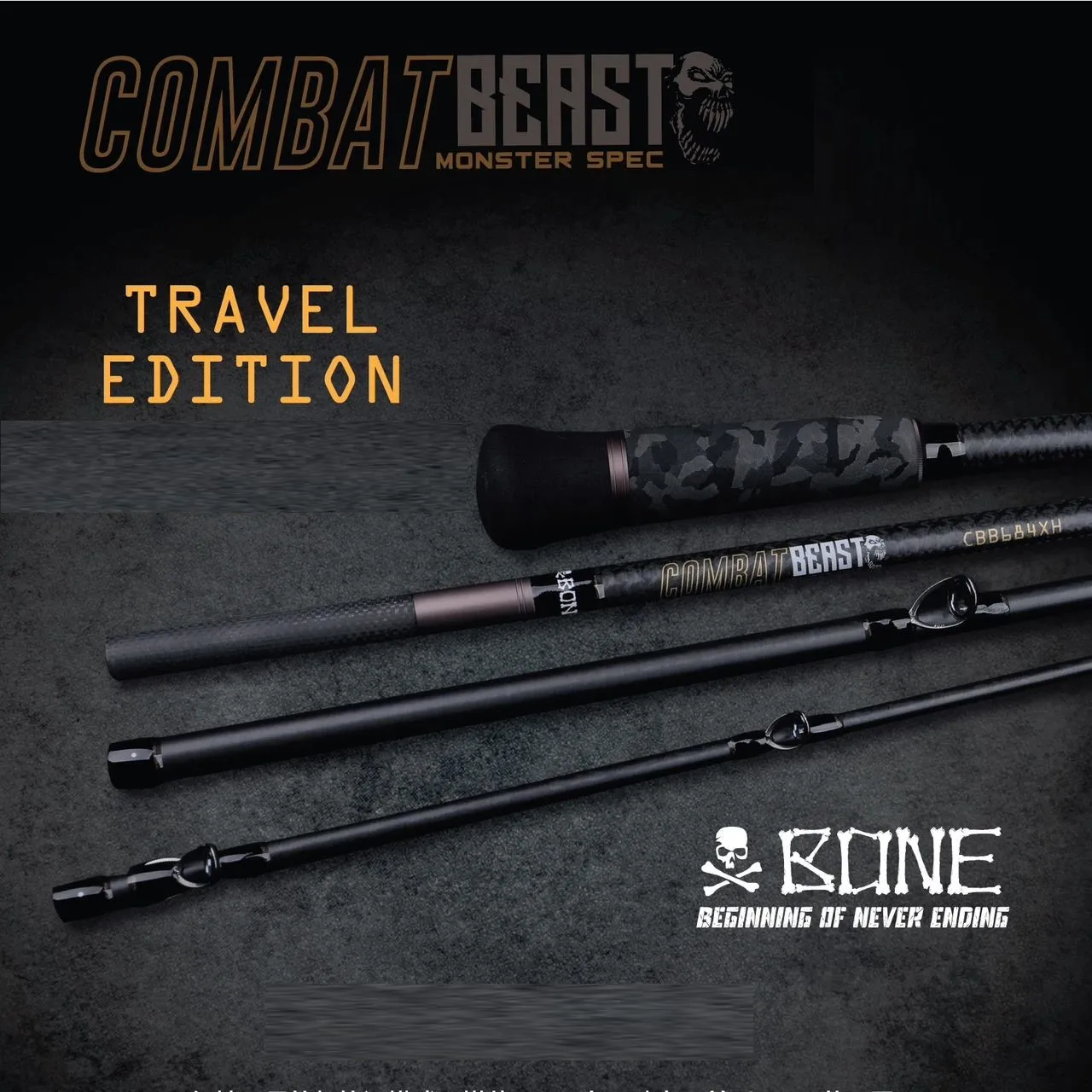 BONE COMBAT BEAST TRAVEL EDITION 4 Piece Fishing Rod Max Bait 100G Portable Rod  For Monster With Pouch - AliExpress