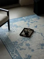 Chinese Retro Living Room Large Area Carpet Ethnic Style Bedroom Carpet Blue Floral Home Rug Soft Non-slip Machine Washable Rugs 2