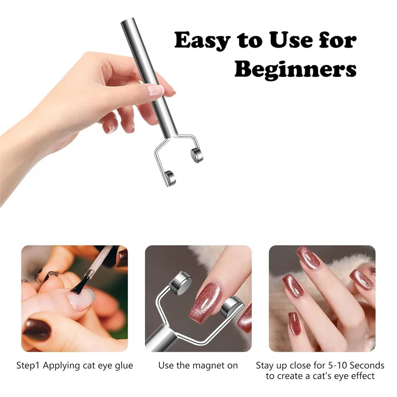 3 IN 1 Cat Eye Nail Art Magnet Y-Shaped Double Head