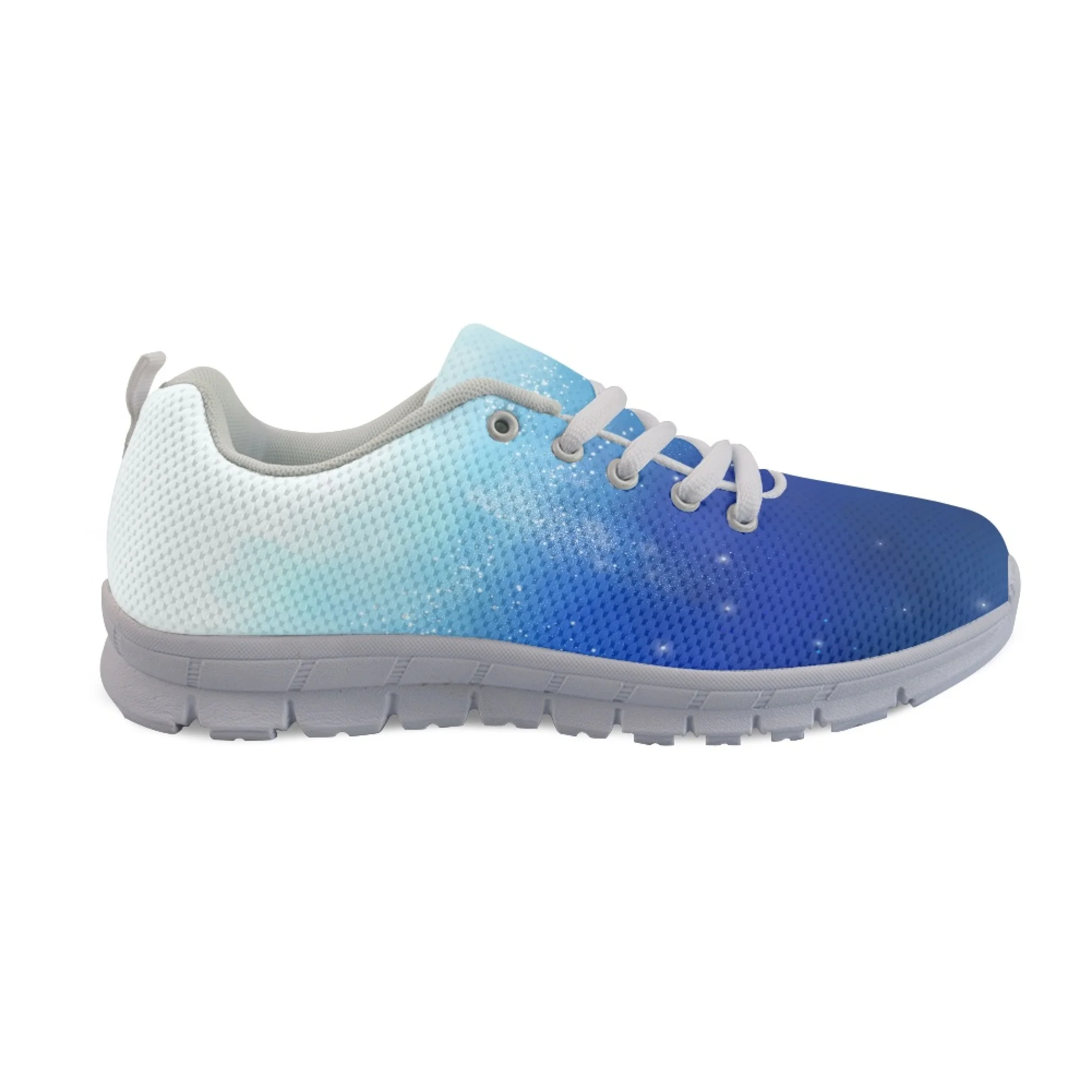 Yikeluo 2022 Blue Galaxy Gradient Print Mesh Breathable Sneakers Lace up Running Shoes Light  Flat Shoes for Men Zapatos 2022