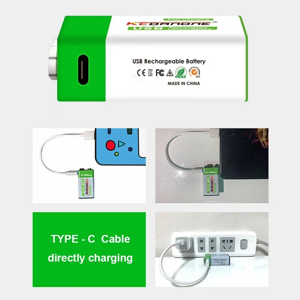 Neue 12800mah Micro USB 9 Volt Li-Ionen-Akku 6 f22 9 V Li-Ionen-Lithium-Akku für RC Hubschrauber Modell Mikrofon Spielzeug