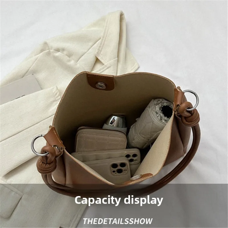 Fashionable High Quality Texture Crossbody Bag, Synthetic Leather Bucket Tote Bag, Single Shoulder Bag for Commuting Women's Bag