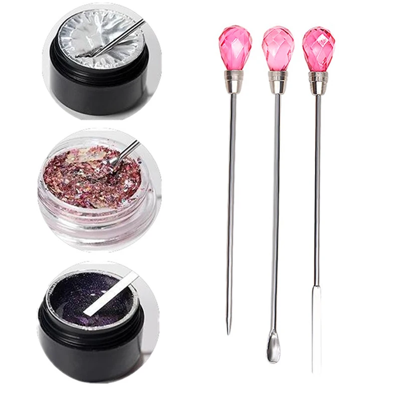 Nail Art Eye Shadow Cream Stirring Rod Stainless Metal Gel Stirring Tool Spatula Pin Nail Accesories And Pigments Mixing Tools 3