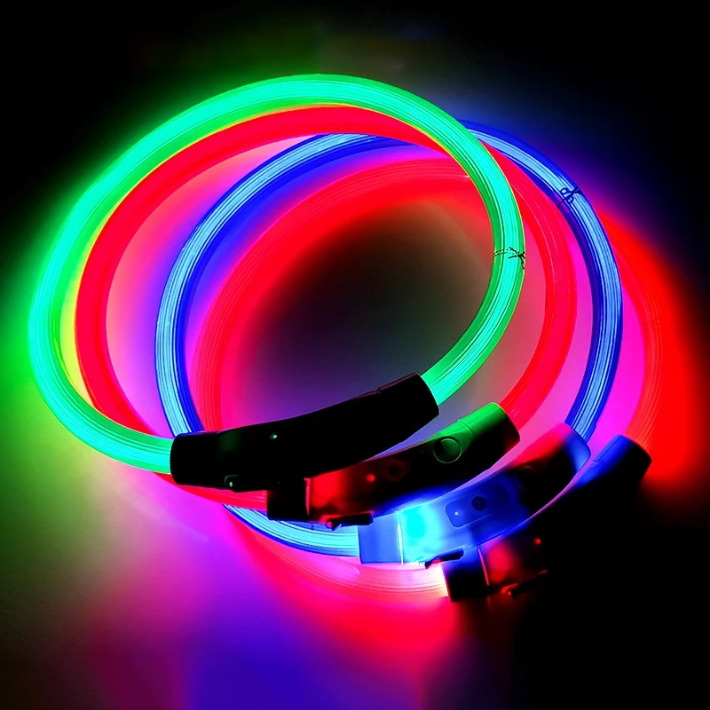 Led Pet Dog Collar Detachable Glowing Necklace Light Flashing Usb Loss Prevention Anti-lost Dogs Night Safety Luminous Products