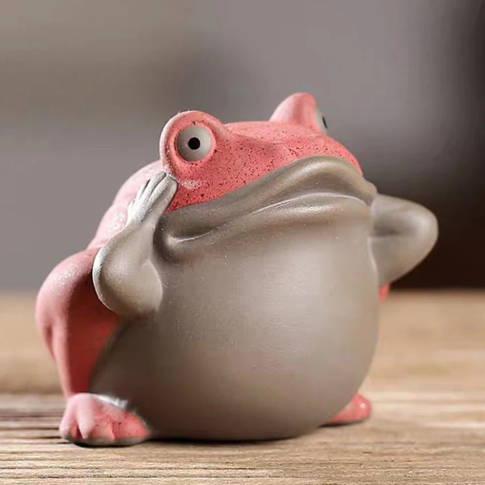 Painted Pottery Frog Tea Pet "Three Nos" Little Frog Decoration Purple Clay Tea Pet Play Room Accessories