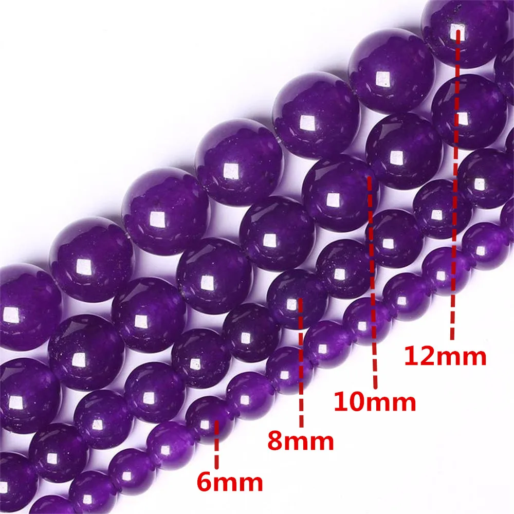 

Natural Stone 6-12mm Deep Amethyst Beads for Jewelry Making DIY Necklace Bracelet Jade Chalcedony Quartz Charming Accessories