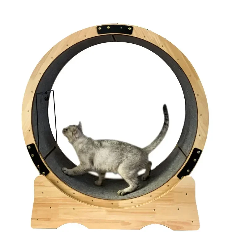 Rotating Pet Running Sports Kitten Treadmill Wheel Solid Wood Cat Wheel