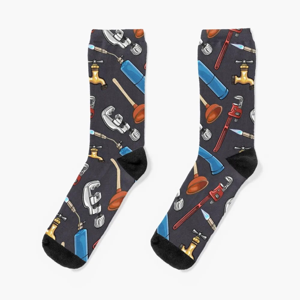 

Plumbing Tools and Parts Unique Pattern for Plumbers Socks Run happy hiphop Socks For Men Women's