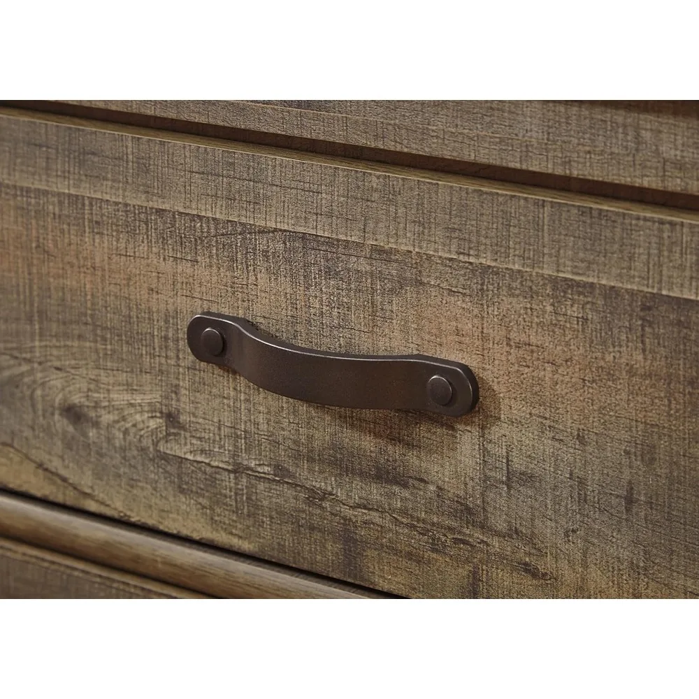 Trinell Rustic 5 Drawer Chest of Drawers with Nailhead Trim, Warm Brown 5