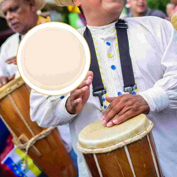 2Pcs Goat Skin Drum Cover Replacement African Djembe Hand Drum Skin Durable Instrument Cover Congo Drum Parts Repair 1
