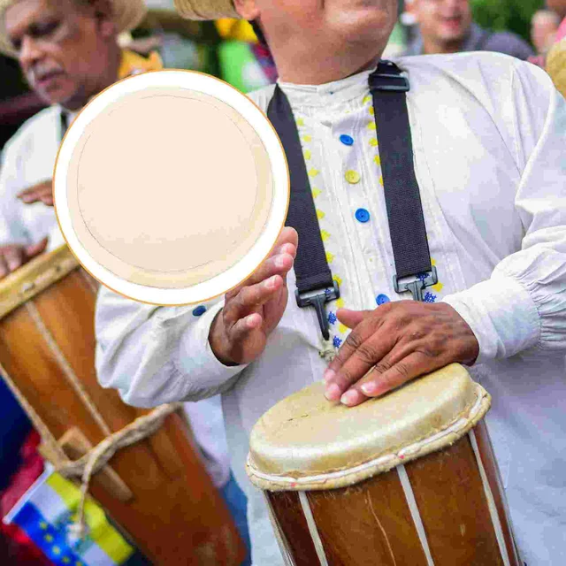 2Pcs Goat Skin Drum Cover Replacement African Djembe Hand Drum Skin Durable Instrument Cover Congo Drum Parts Repair 1