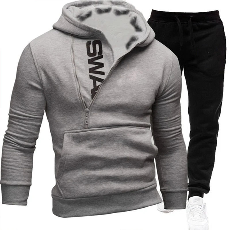 Fashion Print Tracksuit for Man Zipper Hooded Sweatshirt and Sweatpants Two Pieces Suits Male Casual Fitness Jogging Sports Sets