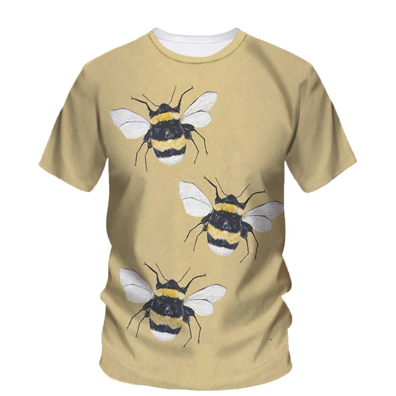 

3D Printing Bees PatternT Shirt For Men Crew Neck Breathable Comfortable Short Sleeve Trend Dazzling Cool Men's Clothing Top