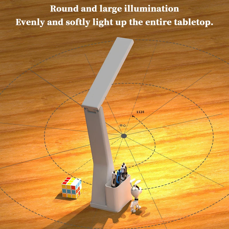 LED Desk Lamp USB Dimmable Touch with Calendar Temperature Clock Night Light Foldable Table Lamp for Study Reading Lamp 2