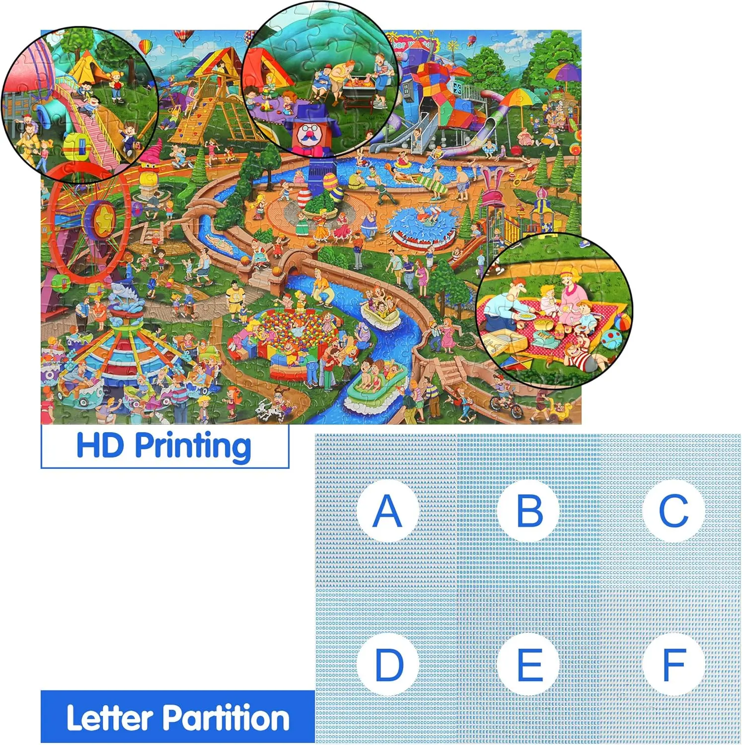 1000/500/300 Pieces Paper Puzzle for Amusement Park Jigsaw Puzzles for Challenging Family Activity Games Party Birthday Gift