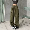 Y2K Parachute Black Pants Women Hippie Streetwear Oversize Pockets Cargo Trousers Harajuku Wide Leg Baggy Sweatpants 5
