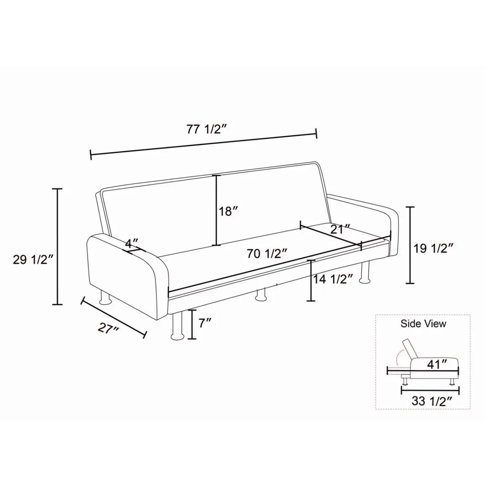 2024 New 78" Futon Sofa Bed, Upholstered Loveseat for Home Office images - 6