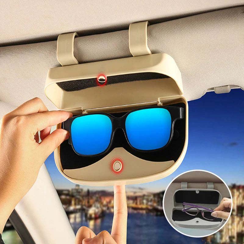 

Car Glasses Case Sunglasses Storage Box 3 Colors Auto Glasses Holder Sun Visor Sunshade Glasses Organize Interior Accessories