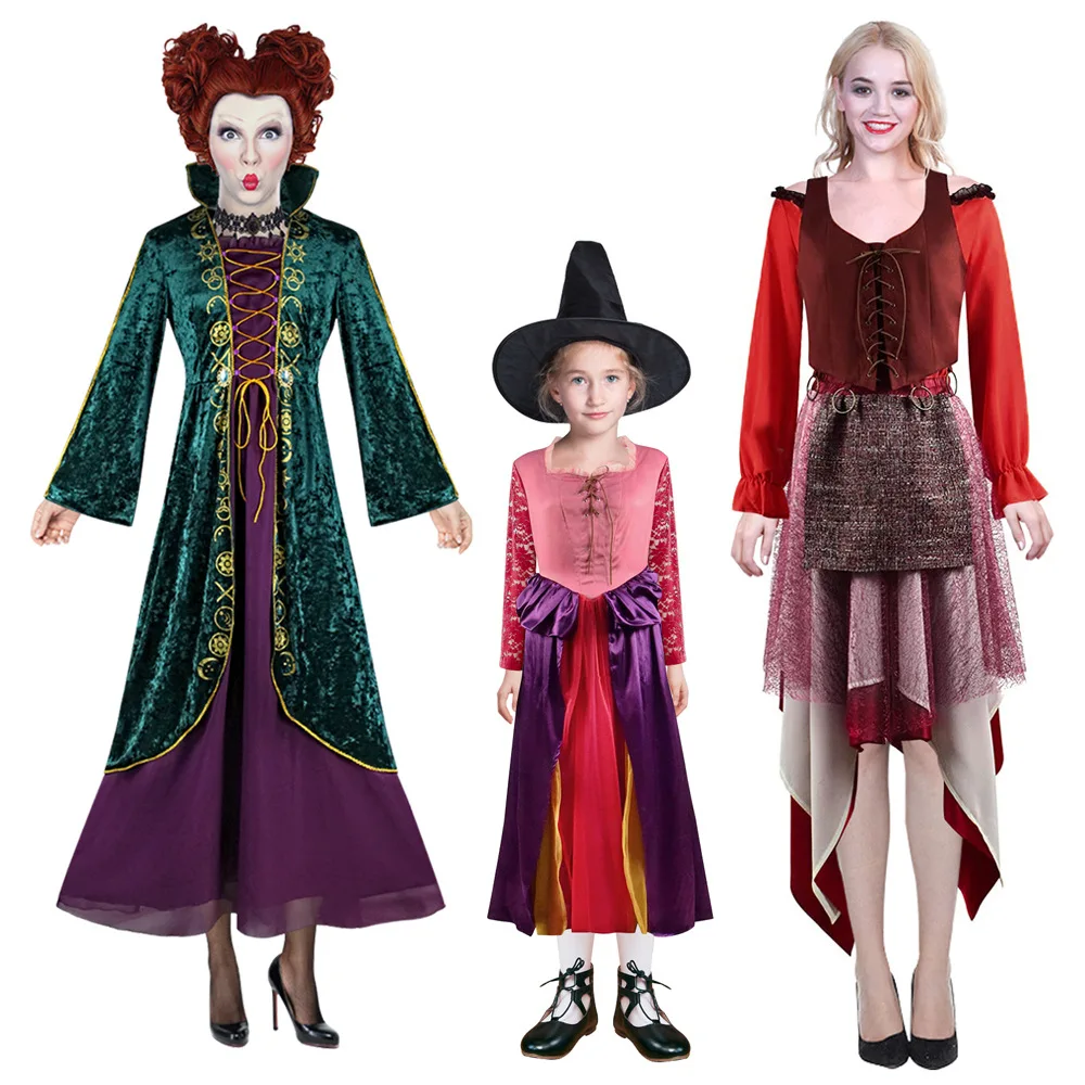 Hocus Pocus Winifred Sarah Cosplay Costume Witch Mediaeval Child