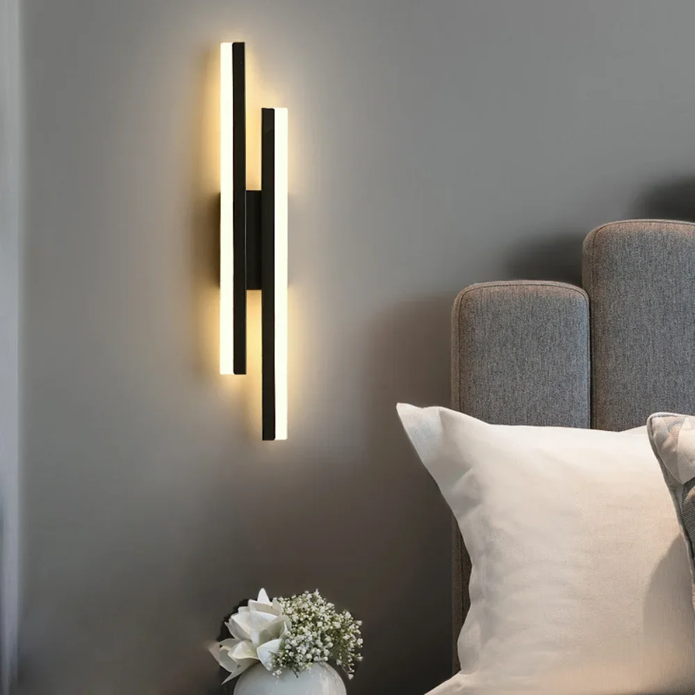 Modern Simple Led Wall Lamp Strip Light length 90-260V Bedroom Bedside Living Room Background Decoration Hotel Engineering