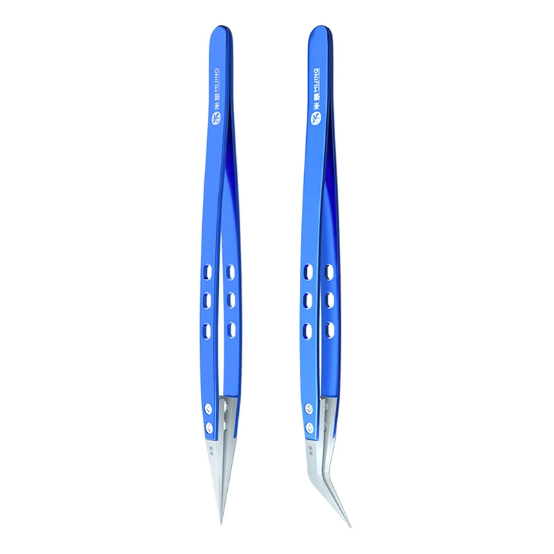 MiJing Anti-static Ceramic Stainless Steel Tweezers Maintenance Industrial Precision Curved Straight Tweezers Repair Tools precision tweezers esd anti static tweezers ceramic tweezers