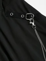 European and American Fashion Plus Size Chain Gothic Trial Dress with Long Sleeve Short-Sleeved Hooded Top Set - Image 6